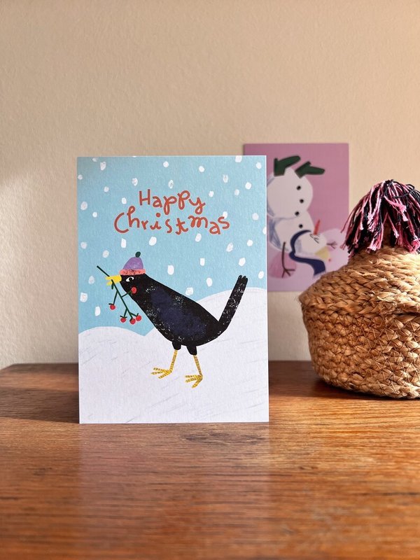 Postkarte CHRISTMAS-AMSEL